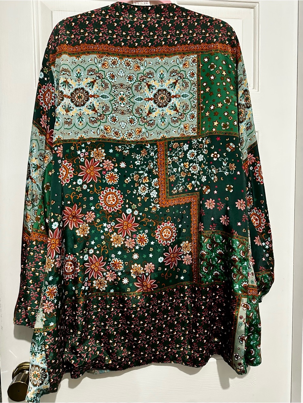 Earthbound Bohemian Patchwork Open Kimono Jacket - Multi Green - Picture 5 of 7